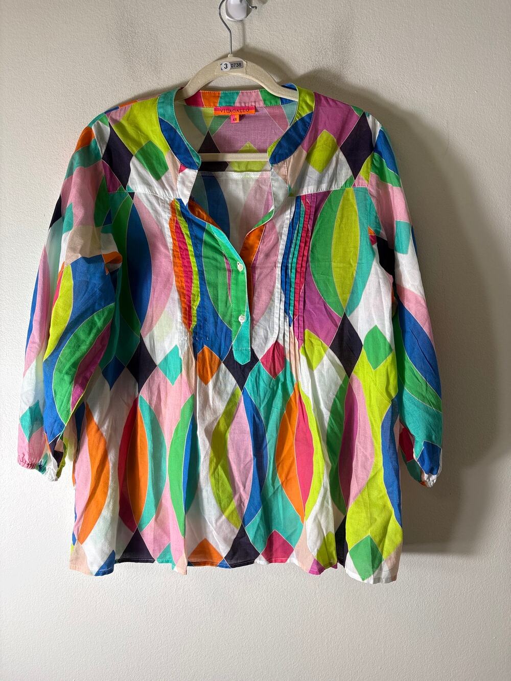 Vilagallo Multicolor Long Sleeve Cotton Tunic Sz 48